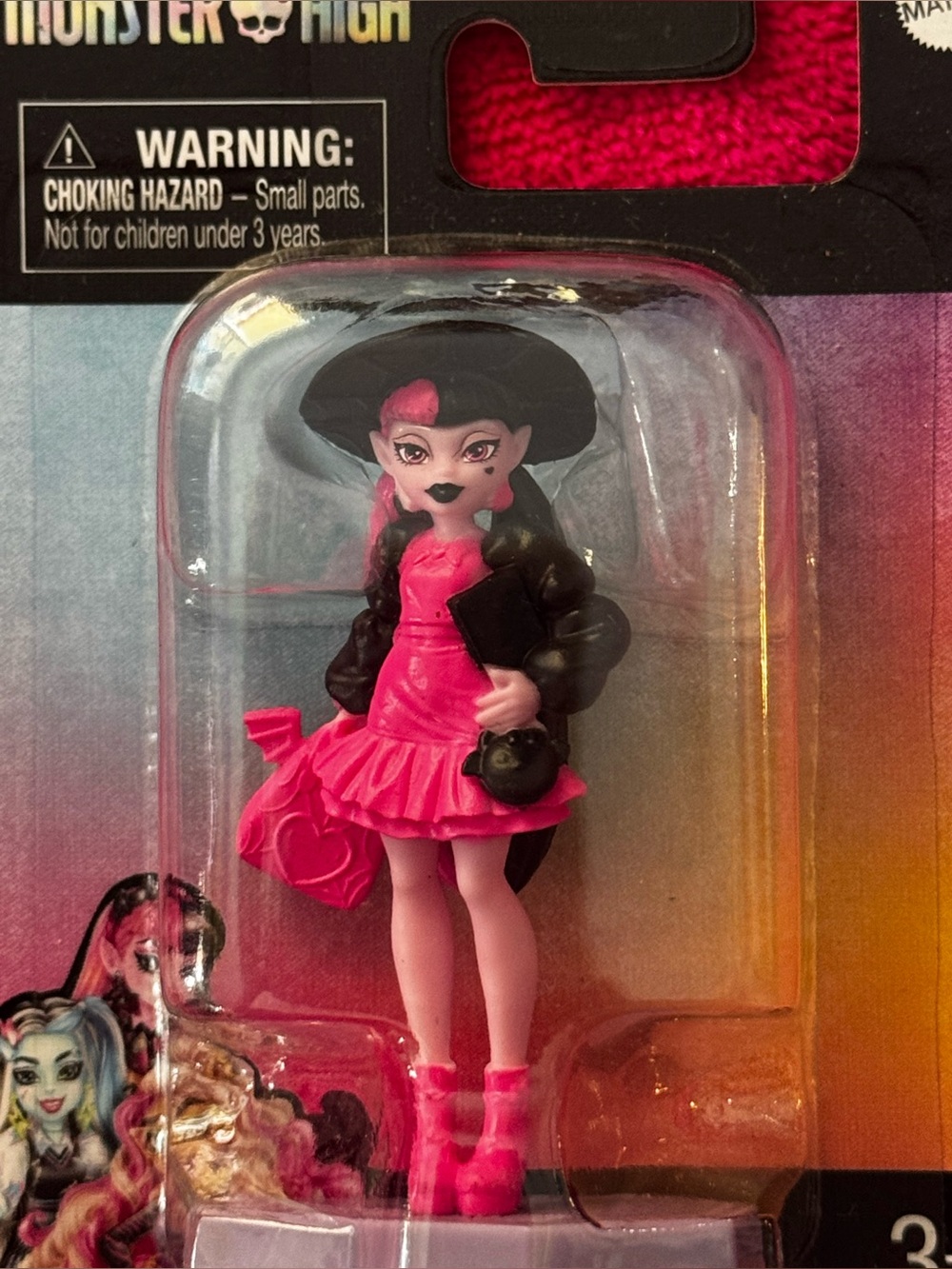 monster high Pink & Black Doll with Hat and Purse